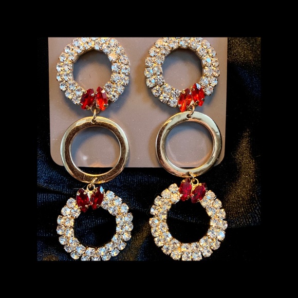 Eva Mendez Gold Dangle Wreath Earrings 3” NWT - Picture 5 of 8